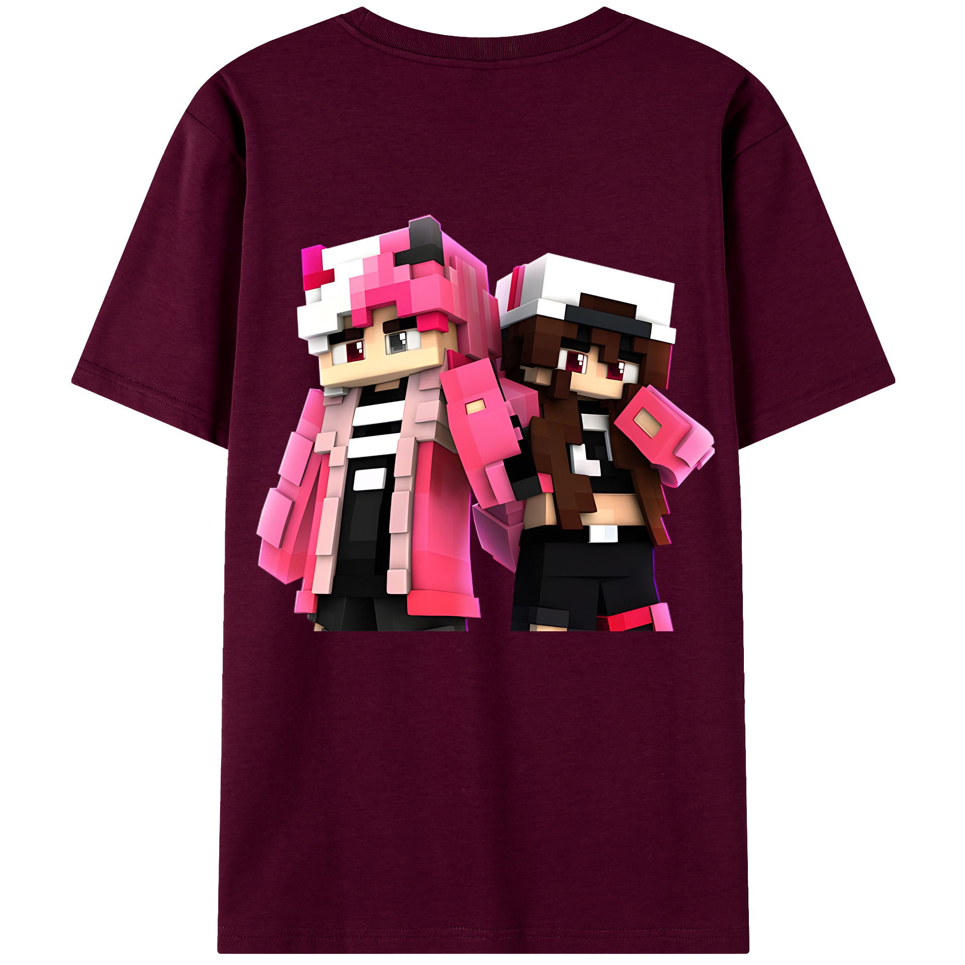 （画像用） マインクラフト ブロックの世界 Minecraft MC Block world レディース半袖Tシャツ(バックプリント)